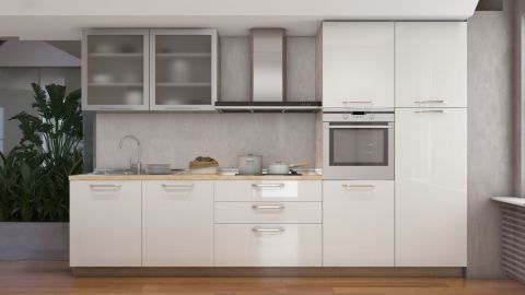 Bedelen Huis moeilijk tevreden te krijgen Keuken / keukenblok Fagali 31, 7-delig, kleur: crème hoogglans