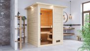 Eivind" sauna met bronskleurige deur en rand - Kleur: Naturel - 173 x 159 x 191 cm (B x D x H)