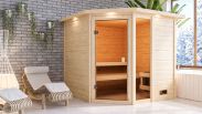 Gunvald" sauna met bronskleurige deur en rand - kleur: naturel - 224 x 210 x 191 cm (B x D x H)