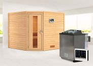 Sauna "Anesa" SET ACTION met energiebesparende deur en kachel BIO 9 kW - 231 x 231 x 198 cm (B x D x H)