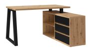 Bureau "Merosina" 07, kleur: mat zwart / Artisan eik - Afmetingen: 76 x 135 x 115 cm (H x B x D)