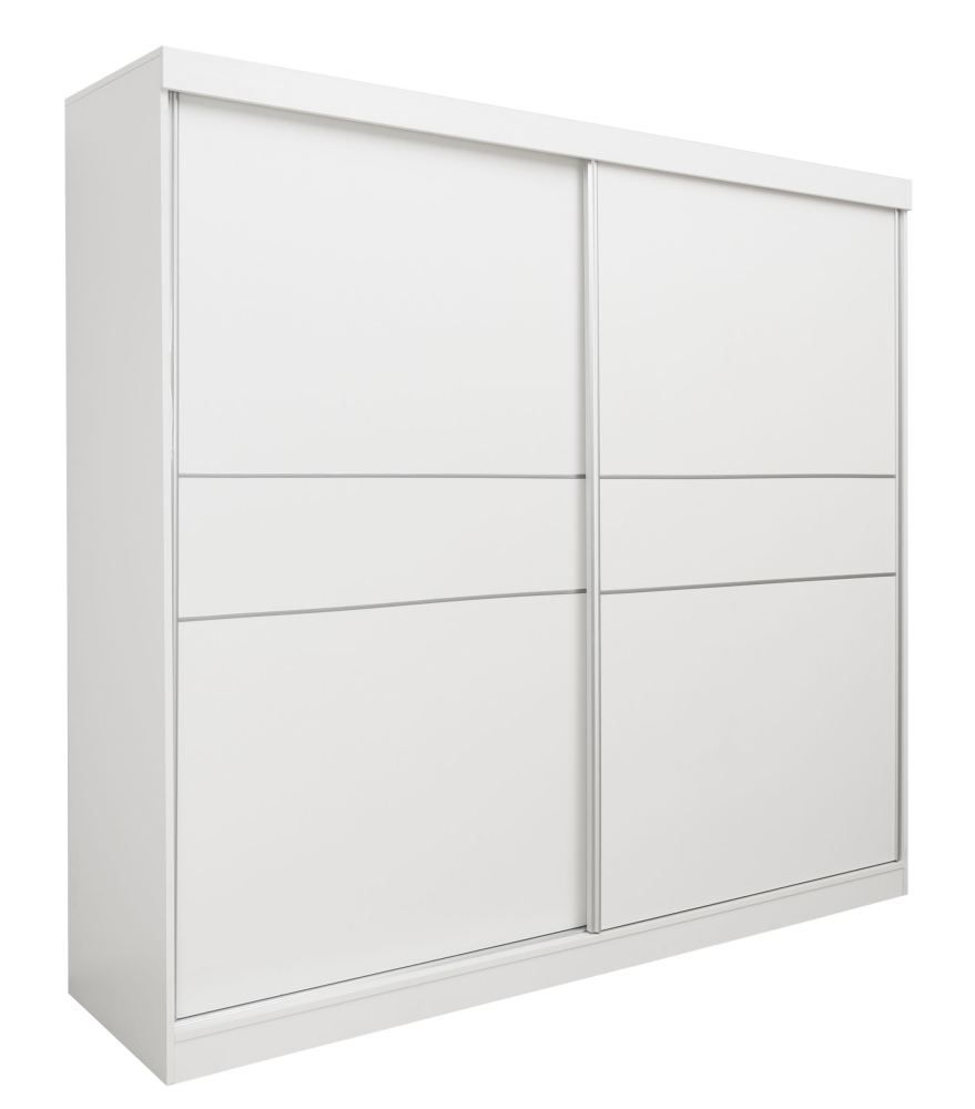 Schuifdeurkast/kast Bermeo 02, kleur: wit - 220 x 240 x 65 cm (H x B x D)