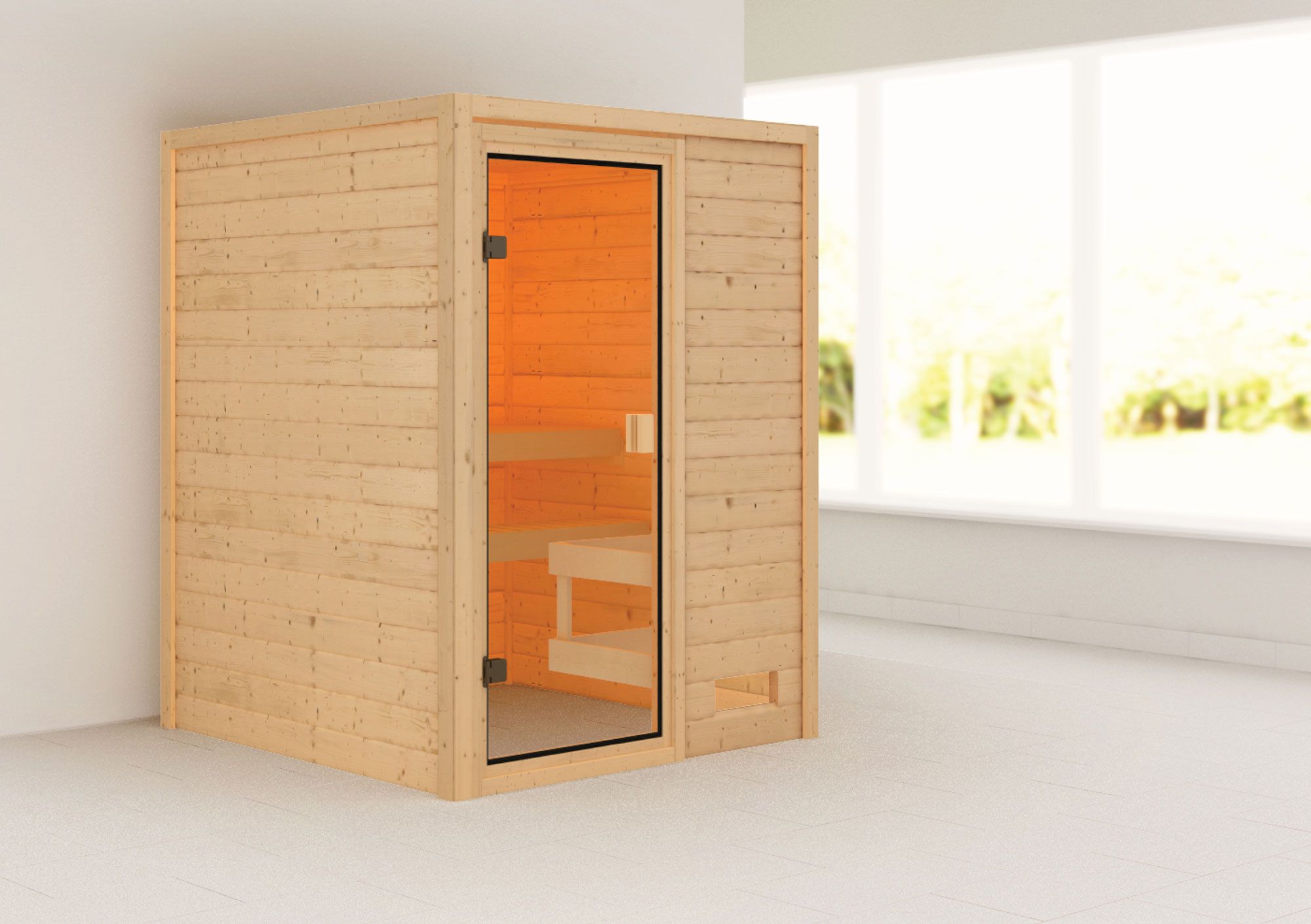 Eivind" sauna met bronskleurige deur - kleur: naturel - 145 x 145 x 187 cm (B x D x H)