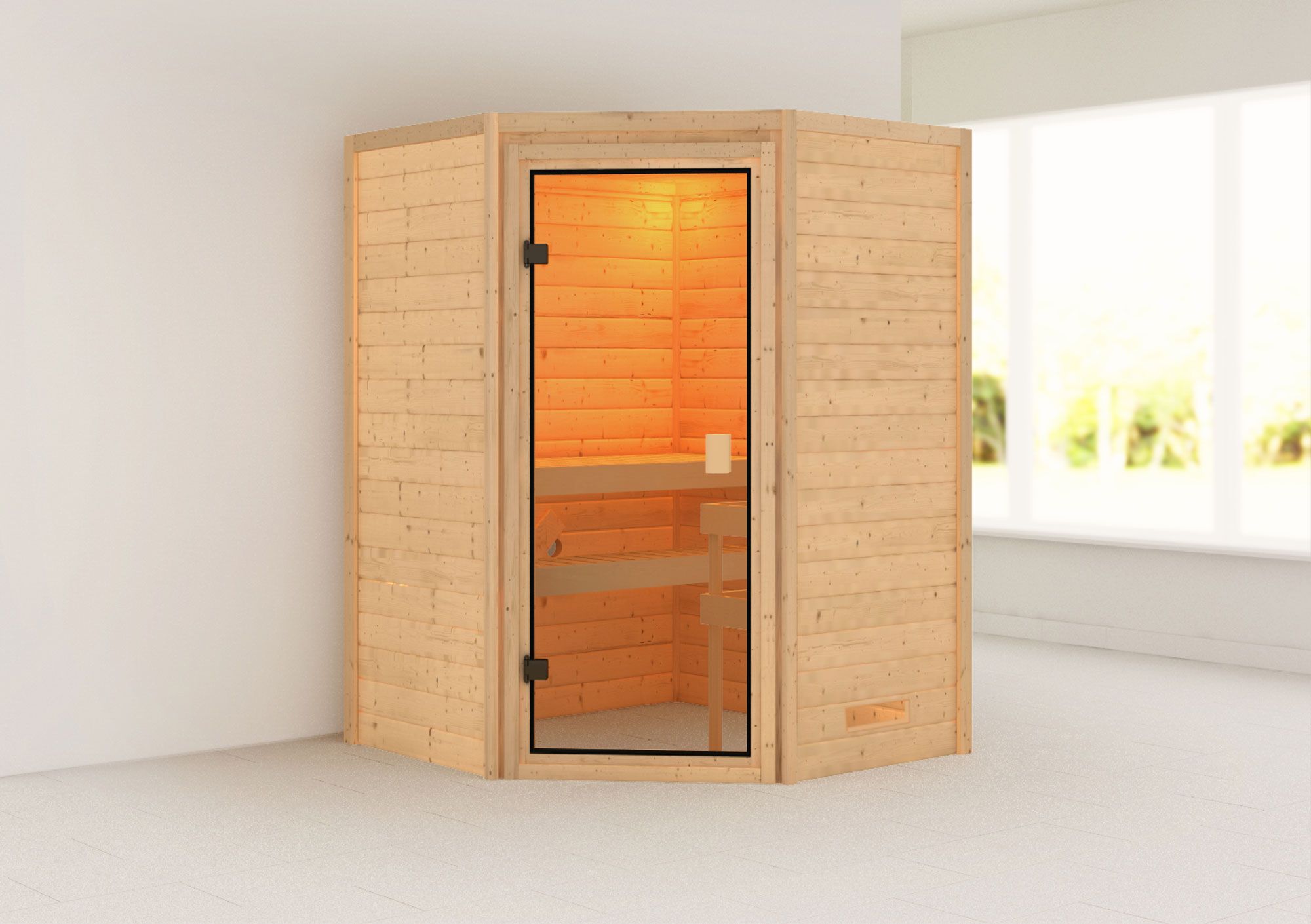 Sauna "Henrik" met bronskleurige deur - kleur: naturel - 145 x 145 x 187 cm (B x D x H)