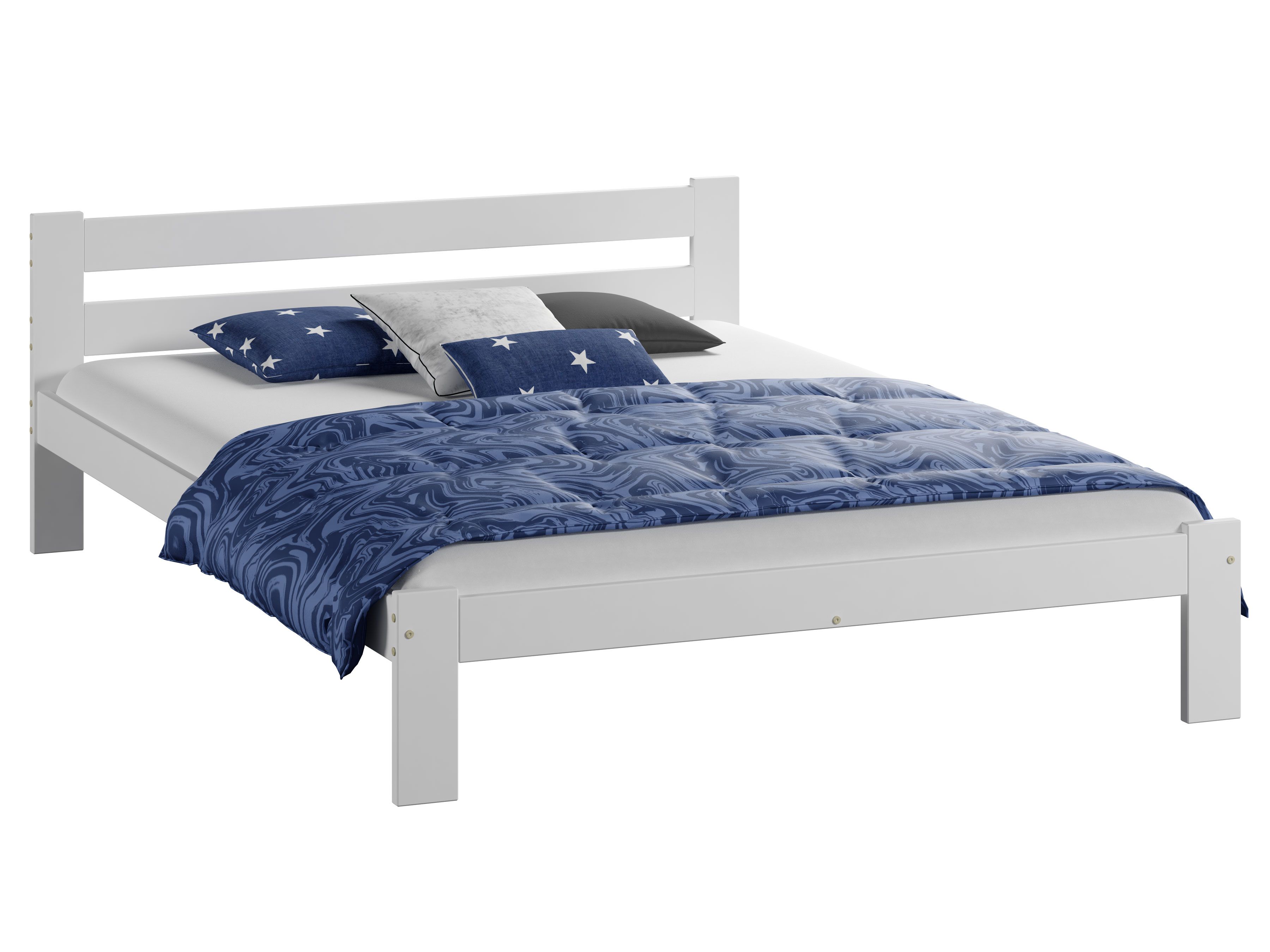 Tweepersoonsbed in neutraal design Encamp 34, massief grenen, kleur: wit - Lig vlak: 180 x 200 cm (B x L)