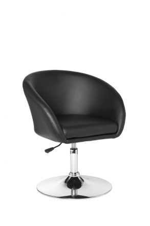 Draaibare loungestoel Apolo 132, kleur: zwart / chroom, met comfortabele zitting