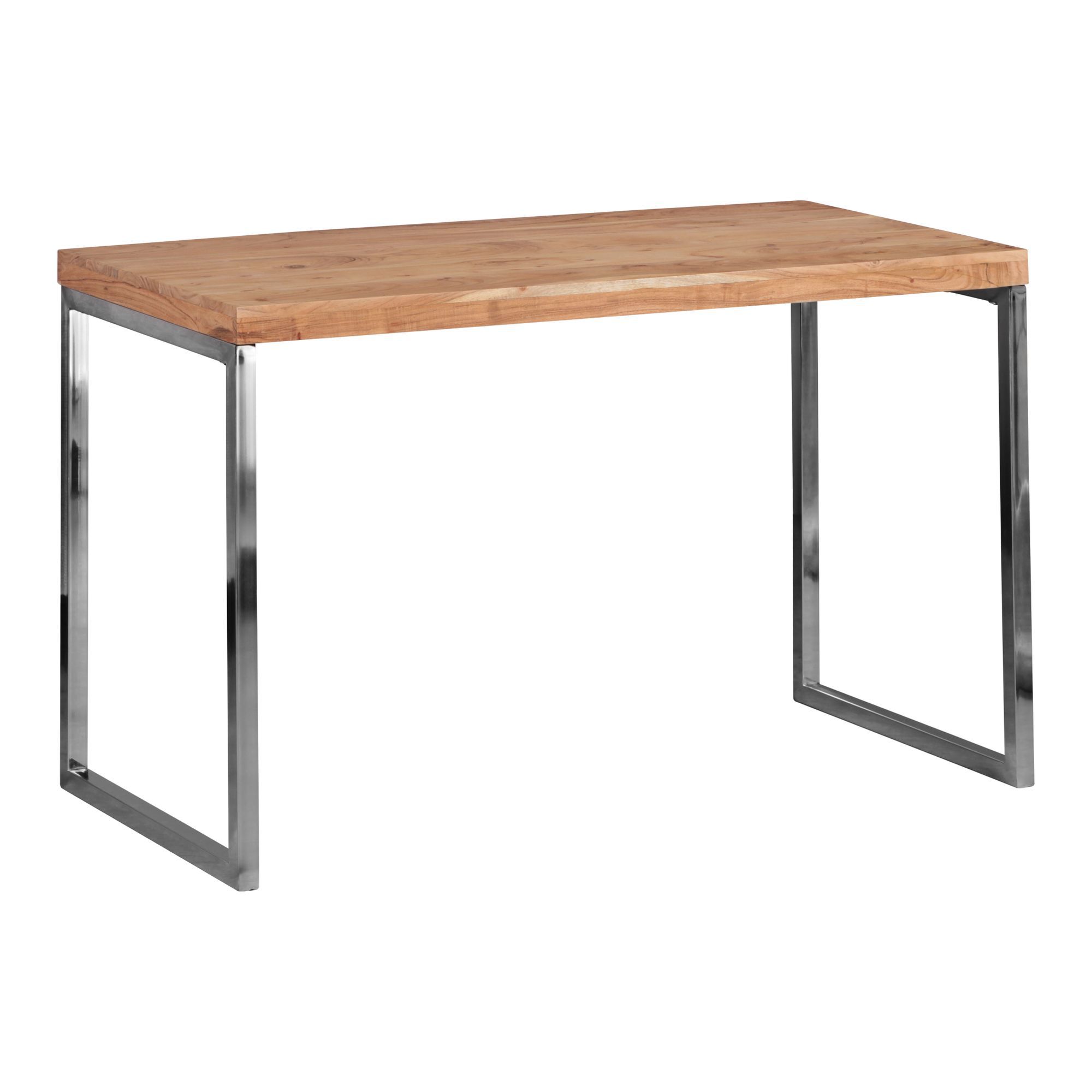 Werktafel met verchroomd frame, kleur: acacia / chroom - Afmetingen: 76 x 60 x 120 cm (H x B x D), met de hand gemaakt