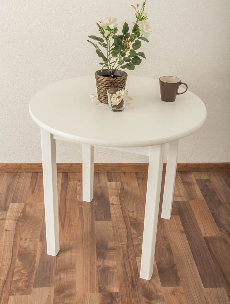 Tafel massief wit grenen gelakt Junco 234B (rond) - diameter 80 cm