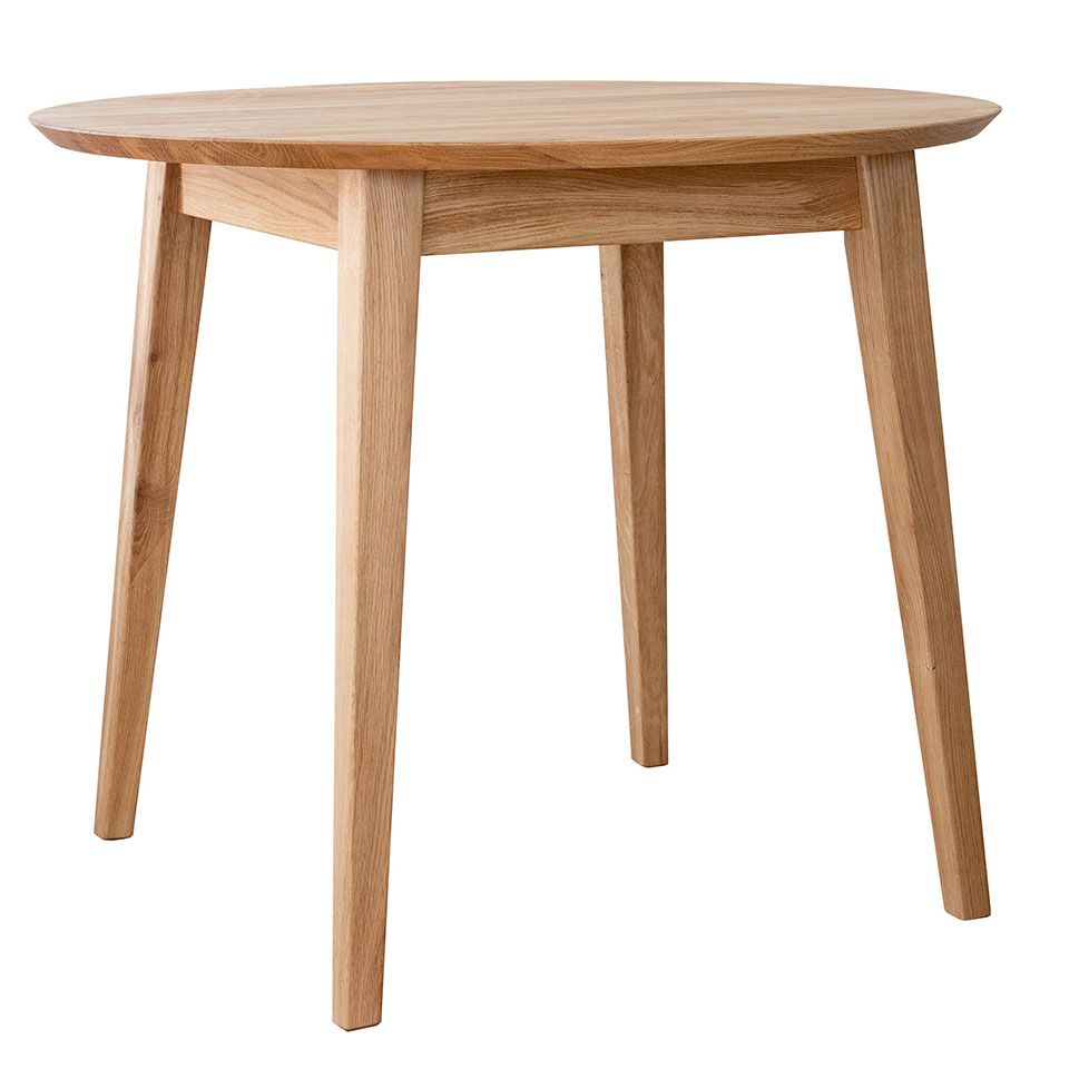 Ronde tafel Erdre 07 met 90 cm diameter, tafelblad 2 cm, in geolied eiken, massief eiken, 90 x 90 x 74,5 cm, esthetisch en minimalistisch