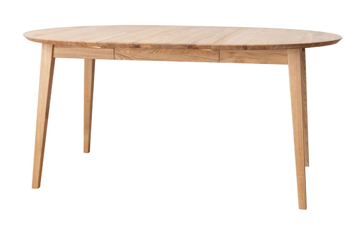 Eiken ronde tafel Erdre 08, uitschuifbaar van 110 cm tot 160 cm, in geolied eiken, 110 x 110 x 74,5 cm, gemaakt van massief eiken, geolied oppervlak, naturel