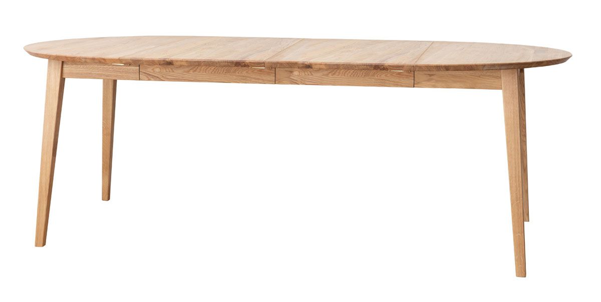 Erdre 11 ronde eettafel, uitschuifbaar van 90 cm tot 190 cm, tafelbladverlenging met 2 x 50 cm, in geolied eiken, 90 x 90 cm, gemaakt van massief eikenhout