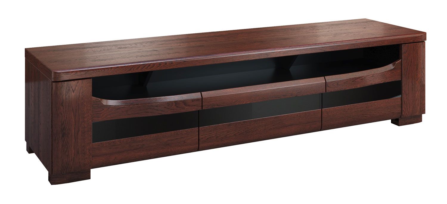 TV-plank / TV-meubel met push-to-open functie Krasno 10, massief eiken, twee compartimenten, afmetingen: 42 x 182 x 53 cm, elegant design