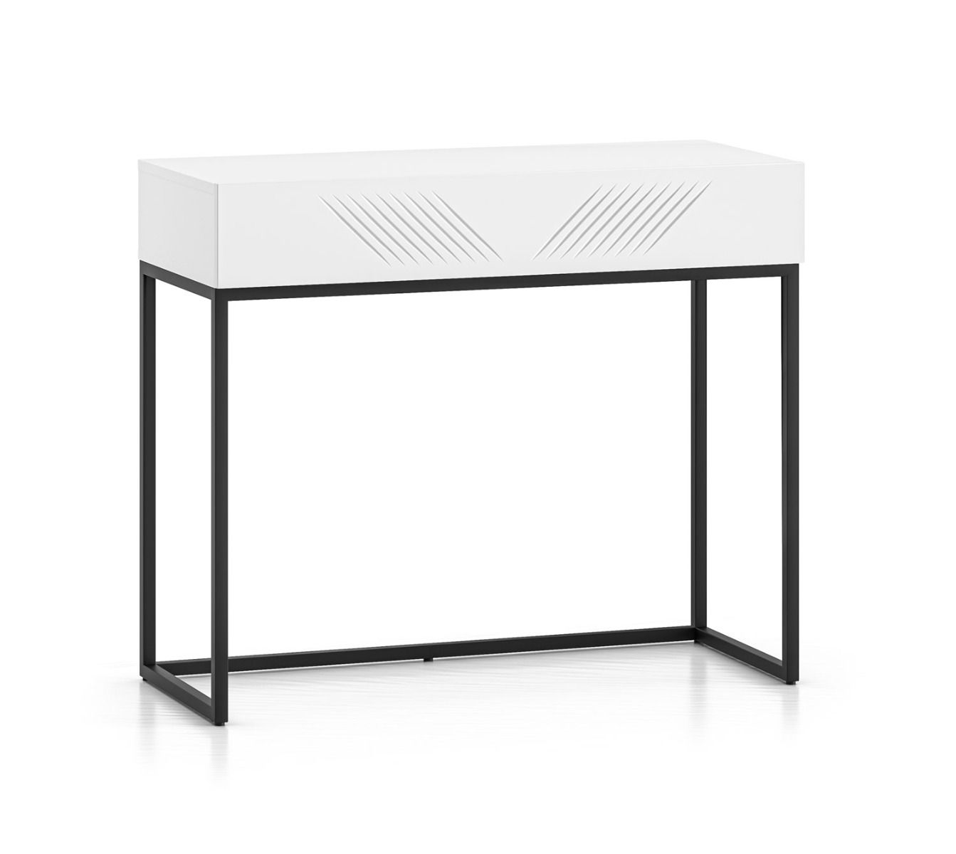 Moderne kaptafel met soft-close systeem Taos 21, met push-to-open functie, kleur: wit mat, afmetingen: 78 x 92 x 40 cm, poten: zwart, met 1 lade