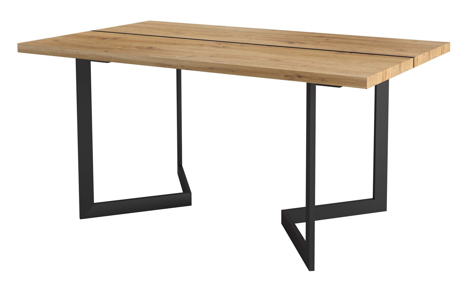 Eettafel Slatina 24, Kleur: eiken / zwart - Afmetingen: 140 x 94 cm (B x D)