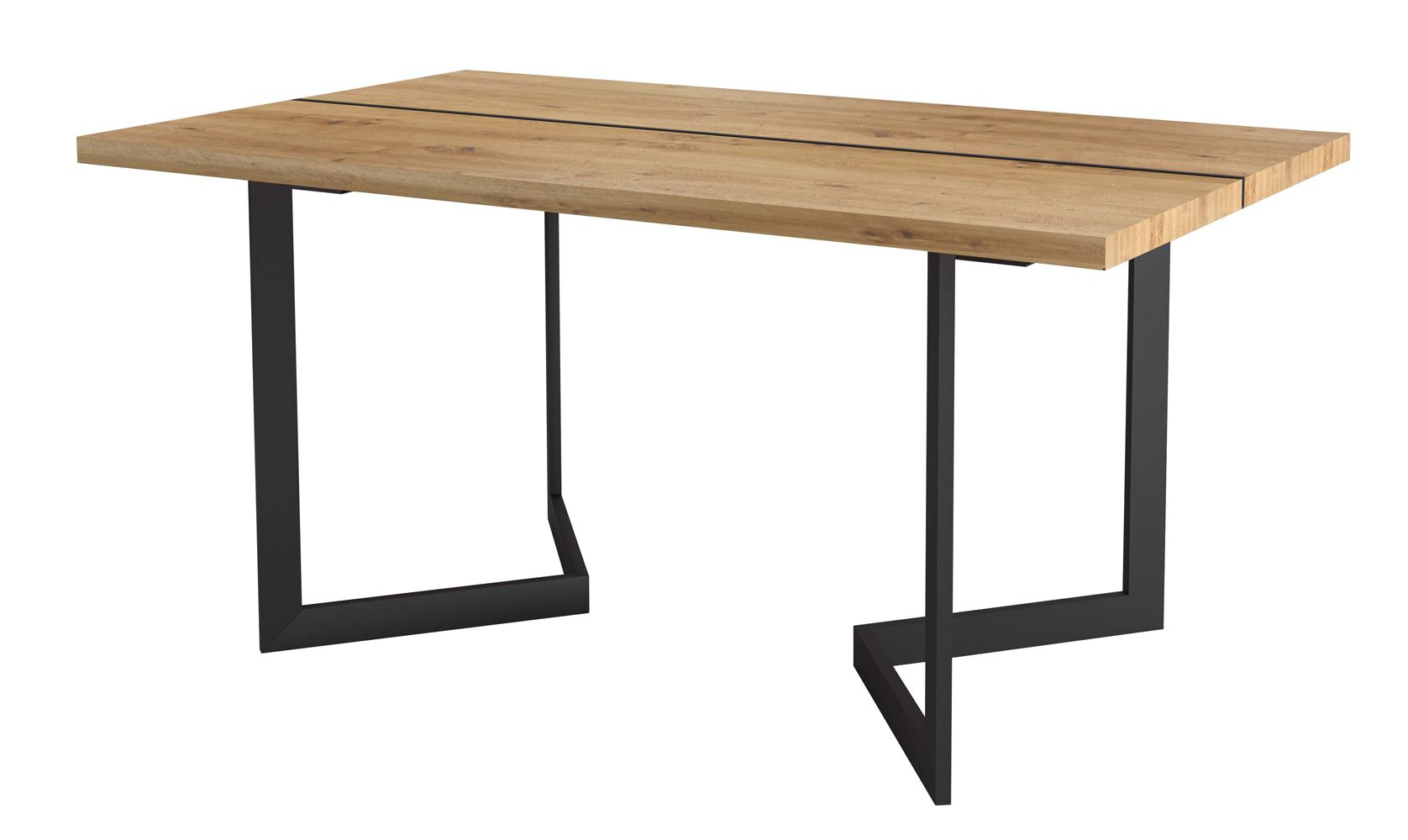 Eettafel Slatina 26, kleur: eiken / zwart - Afmetingen: 160 x 94 cm (B x D)