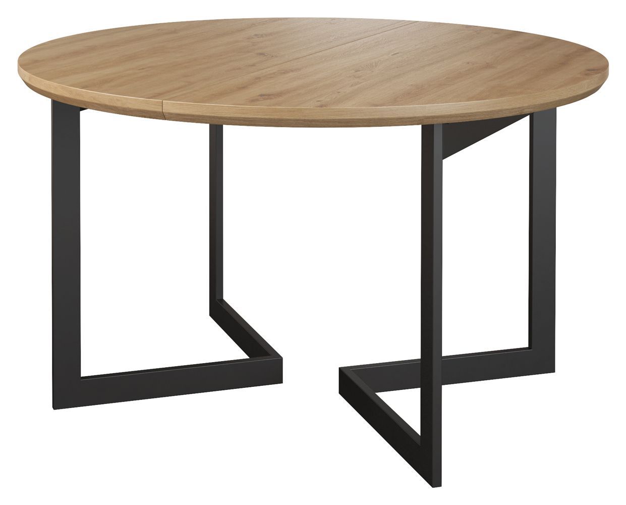 Eettafel Slatina 30, kleur: eiken / zwart - Afmetingen: 120-220 x 120 cm (B x D)