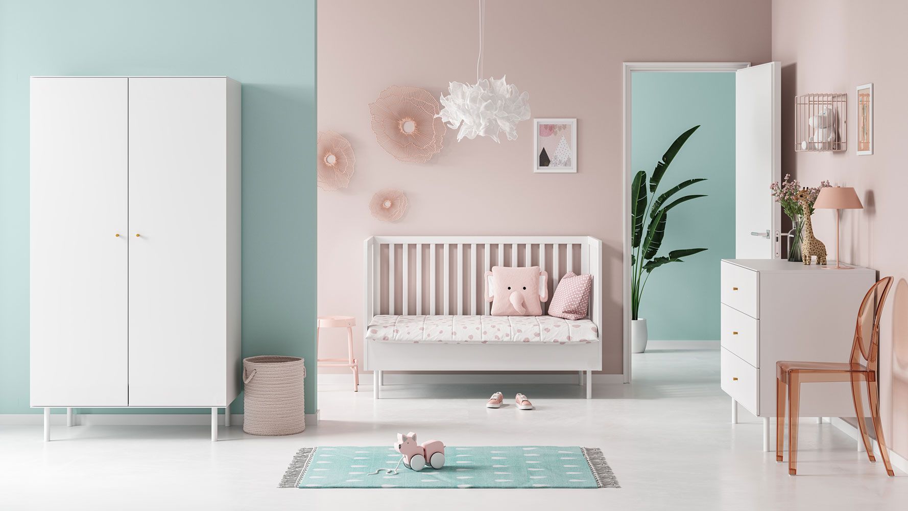Premier Refrein Bedienen Kinderkamer / babykamer compleet - Set B Airin, 3 delen, kleur: wit