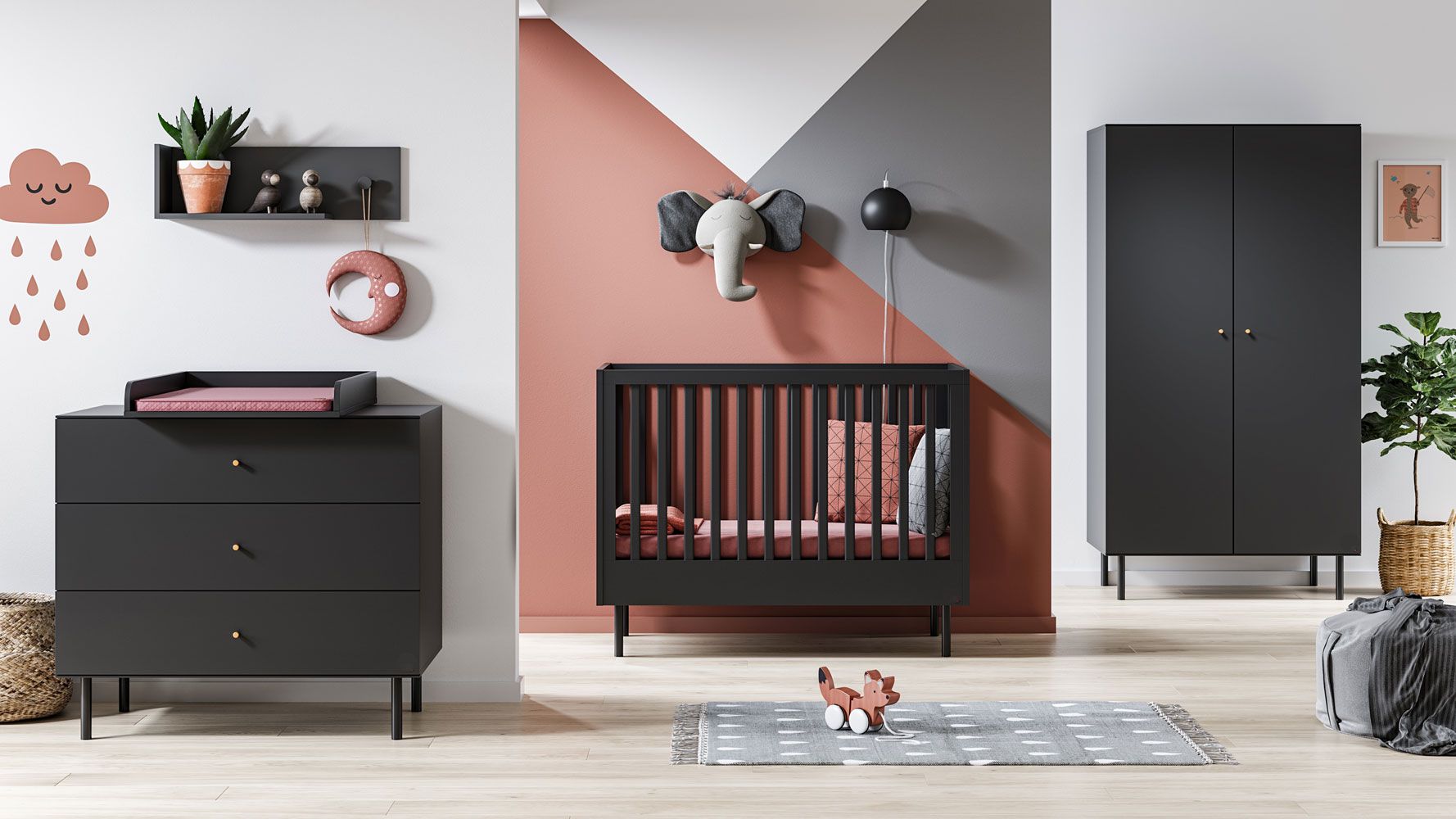 huisvrouw Onderdrukken Rationeel Kinderkamer / babykamer compleet - Set C Airin, 4 stuks, kleur: zwart