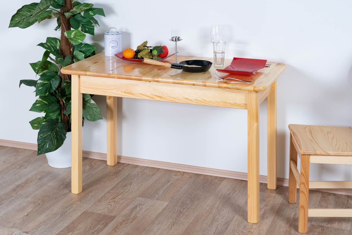 ik ga akkoord met Faeröer Winderig Uitschuifbare tafel massief grenen,, naturel 008 (hoekig) - afmetingen  120/150 x 60 cm (b x d)