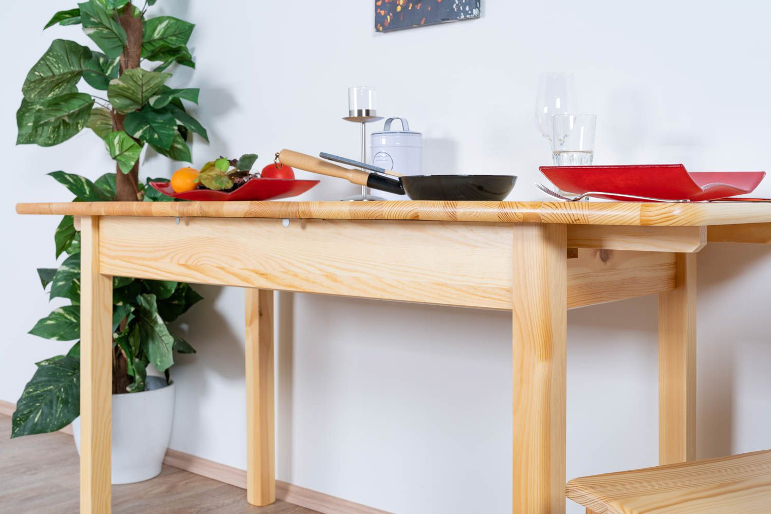 ik ga akkoord met Faeröer Winderig Uitschuifbare tafel massief grenen,, naturel 008 (hoekig) - afmetingen  120/150 x 60 cm (b x d)