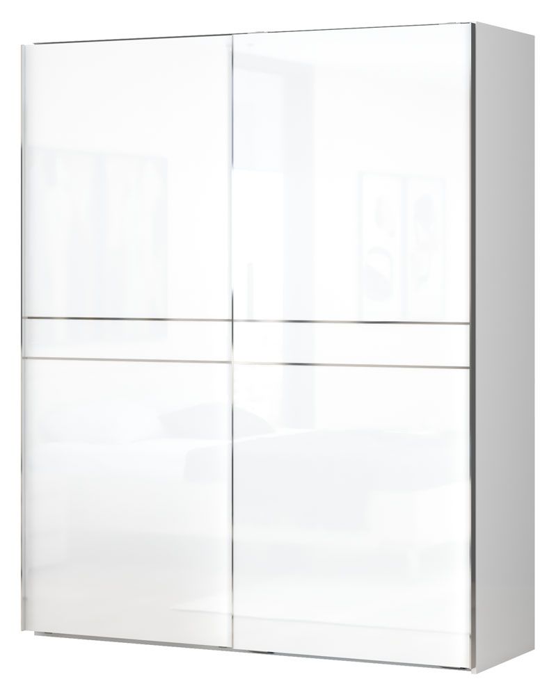 Gom Voor een dagje uit verkeer Schuifdeurkast / kledingkast Siumu 05, kleur: wit / wit hoogglans - 224 x  182 x 61 cm (H x B x D)