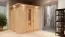 Sauna "Eemil" SET mit Energiespartür und Kranz - Farbe: Natur, Ofen 9 kW - 210 x 184 x 202 cm (B x T x H)