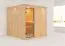 Aleksi" sauna met bronskleurige deur en rand - Kleur: Naturel - 210 x 210 x 202 cm (B x D x H)